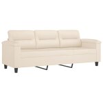 Vidaxl canapé à 3 places beige 180 cm tissu microfibre Vidaxl canapé à 3 places beige 180 cm tissu microfibre