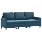 Vidaxl canap� � 3 places bleu 180 cm velours