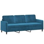 Vidaxl canapé à 3 places bleu 180 cm velours Vidaxl canapé à 3 places bleu 180 cm velours