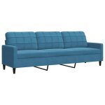 Vidaxl canapé à 3 places bleu 210 cm velours Vidaxl canapé à 3 places bleu 210 cm velours