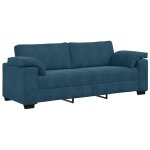 Vidaxl canap� 3 places bleu velours 220x77x82 cm