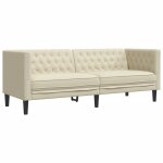Vidaxl canap  3 places chesterfield crme similicuir
