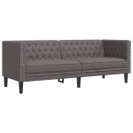 Vidaxl canap  3 places chesterfield gris similicuir