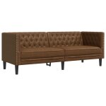 Vidaxl canap� � 3 places chesterfield marron similicuir daim
