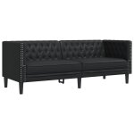 Vidaxl canap  3 places chesterfield noir similicuir