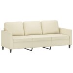 Vidaxl canap  3 places crme 180 cm similicuir
