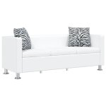 Vidaxl canap� � 3 places cuir artificiel blanc