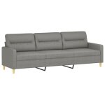 Vidaxl canap� � 3 places gris fonc� 210 cm tissu