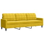 Vidaxl canap� � 3 places jaune 210 cm velours