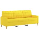 Vidaxl canapé à 3 places jaune clair 180 cm tissu Vidaxl canapé à 3 places jaune clair 180 cm tissu