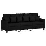 Vidaxl canap� � 3 places noir 180 cm tissu