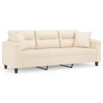 Vidaxl canapé 3 places avec oreillers beige 180 cm tissu microfibre Vidaxl canapé 3 places avec oreillers beige 180 cm tissu microfibre
