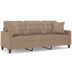 Vidaxl canapé 3 places avec oreillers cappuccino 180 cm similicuir Vidaxl canapé 3 places avec oreillers cappuccino 180 cm similicuir