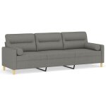 Vidaxl canap� 3 places et oreillers et coussins gris fonc� 210cm tissu