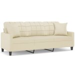 Vidaxl canapé 3 places avec oreillers crème 180 cm similicuir Vidaxl canapé 3 places avec oreillers crème 180 cm similicuir