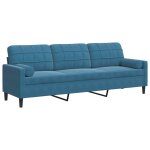 Vidaxl canapé 3 places avec oreillers décoratifs bleu 210 cm velours Vidaxl canapé 3 places avec oreillers décoratifs bleu 210 cm velours