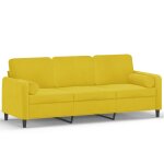 Vidaxl canapé 3 places avec oreillers décoratifs jaune 180 cm velours Vidaxl canapé 3 places avec oreillers décoratifs jaune 180 cm velours