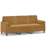 Vidaxl canap� 3 places avec oreillers d�coratifs marron 180 cm velours