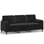 Vidaxl canapé 3 places avec oreillers décoratifs noir 180 cm velours Vidaxl canapé 3 places avec oreillers décoratifs noir 180 cm velours