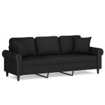 Vidaxl canapé 3 places avec oreillers décoratifs noir 180 cm velours Vidaxl canapé 3 places avec oreillers décoratifs noir 180 cm velours
