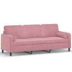 Vidaxl canapé 3 places avec oreillers décoratifs rose 180 cm velours Vidaxl canapé 3 places avec oreillers décoratifs rose 180 cm velours