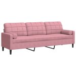 Vidaxl canapé 3 places avec oreillers décoratifs rose 210 cm velours Vidaxl canapé 3 places avec oreillers décoratifs rose 210 cm velours