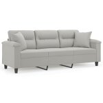 Vidaxl canapé 3 places avec oreillers gris clair 180 cm Vidaxl canapé 3 places avec oreillers gris clair 180 cm