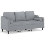 Vidaxl canapé 3 places avec oreillers gris clair 180 cm tissu Vidaxl canapé 3 places avec oreillers gris clair 180 cm tissu