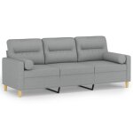 Vidaxl canapé 3 places avec oreillers gris clair 180 cm tissu Vidaxl canapé 3 places avec oreillers gris clair 180 cm tissu
