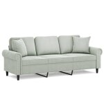 Vidaxl canap� 3 places avec oreillers gris clair 180 cm velours