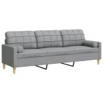 Vidaxl canapé 3 places avec oreillers gris clair 210 cm tissu Vidaxl canapé 3 places avec oreillers gris clair 210 cm tissu