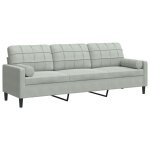 Vidaxl canap 3 places avec oreillers gris clair 210 cm velours
