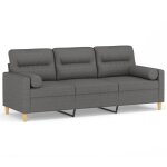 Vidaxl canapé 3 places avec oreillers gris foncé 180 cm tissu Vidaxl canapé 3 places avec oreillers gris foncé 180 cm tissu