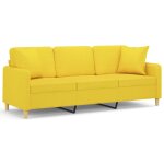 Vidaxl canapé 3 places avec oreillers jaune clair 180 cm tissu Vidaxl canapé 3 places avec oreillers jaune clair 180 cm tissu