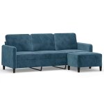 Vidaxl canap� � 3 places avec repose - pieds bleu 180 cm velours