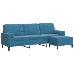 Vidaxl canapé à 3 places avec repose - pieds bleu 210 cm velours Vidaxl canapé à 3 places avec repose - pieds bleu 210 cm velours