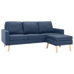 Vidaxl canapé à 3 places avec repose - pied bleu tissu Vidaxl canapé à 3 places avec repose - pied bleu tissu