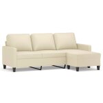 Vidaxl canapé à 3 places avec repose - pieds crème 180 cm similicuir Vidaxl canapé à 3 places avec repose - pieds crème 180 cm similicuir