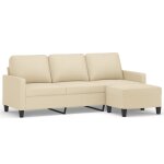 Vidaxl canap  3 places avec repose - pieds crme 180 cm tissu