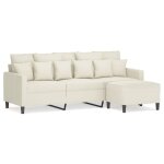 Vidaxl canapé à 3 places avec repose - pieds crème 180 cm velours Vidaxl canapé à 3 places avec repose - pieds crème 180 cm velours