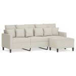 Vidaxl canap� � 3 places avec repose - pieds cr�me 180 cm velours
