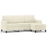 Vidaxl canapé à 3 places avec repose - pieds crème 180 cm velours Vidaxl canapé à 3 places avec repose - pieds crème 180 cm velours