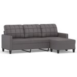 Vidaxl canapé à 3 places avec repose - pieds gris 180 cm similicuir Vidaxl canapé à 3 places avec repose - pieds gris 180 cm similicuir