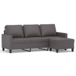 Vidaxl canap  3 places avec repose - pieds gris 180 cm similicuir