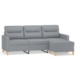 Vidaxl canap� � 3 places avec repose - pieds gris clair 180 cm tissu