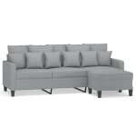 Vidaxl canap� � 3 places avec repose - pieds gris clair 180 cm tissu