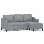 Vidaxl canap  3 places avec repose - pieds gris clair 180 cm tissu