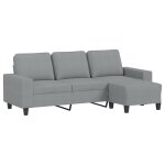 Vidaxl canap� � 3 places avec repose - pieds gris clair 180 cm tissu