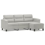 Vidaxl canap� 3 places repose - pieds gris clair 180 cm tissu microfibre
