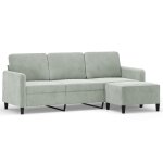 Vidaxl canapé à 3 places avec repose - pieds gris clair 180 cm velours Vidaxl canapé à 3 places avec repose - pieds gris clair 180 cm velours